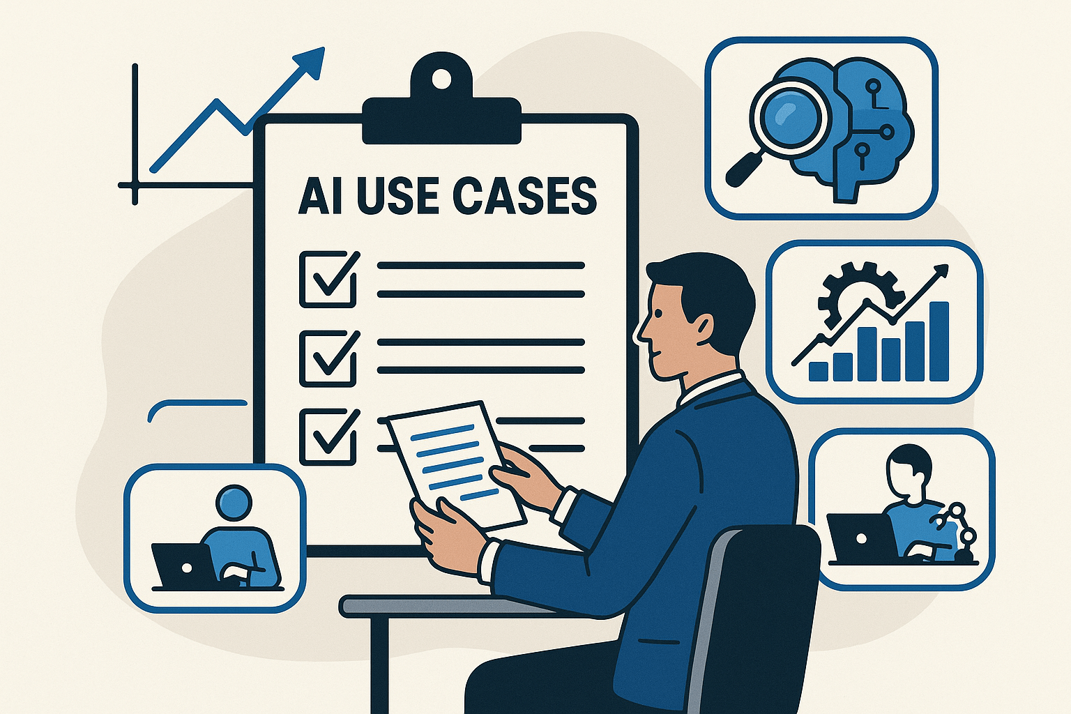 Illustration showing how to identify AI use cases in business.