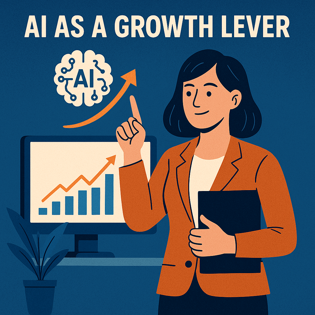Illustration showing AI as a growth lever in business